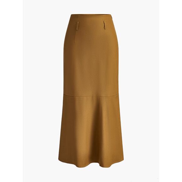 Commense Minimalist Chic Lady Elegant Brown Cottage Skirt Large - Picture 6 of 8